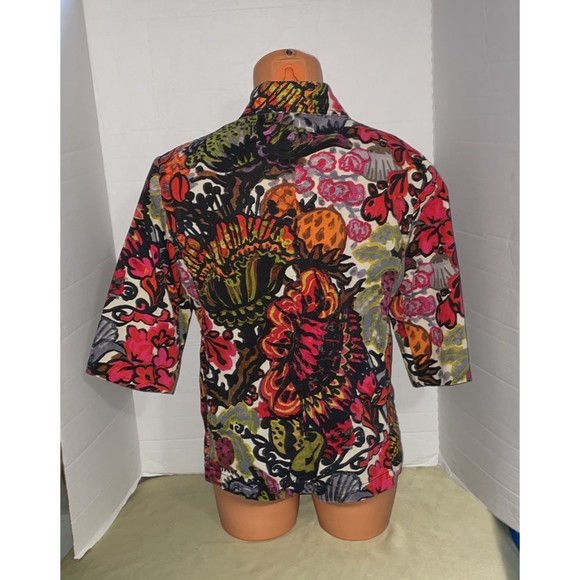 Additions by Chicos Colorful Hawaiian Luau floral Button Artsy Fun Jacket Top 1 - Picture 2 of 11